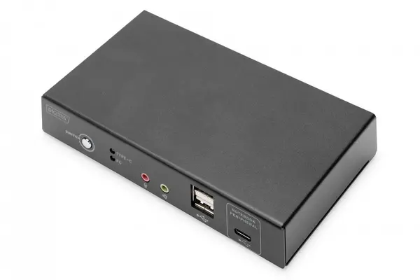 DIGITUS (DS-12901) KVM Switch, 2 Port, 4K@30Hz, USB-C/USB/HDMI in, HDMI out, Network