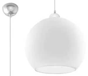 Ball 1 Light Glass Dome Ceiling Pendant White, Chrome, E27