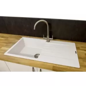 Harlem10 Kitchen Sink Single Bowl White Granite Inset Reversible Waste - Reginox