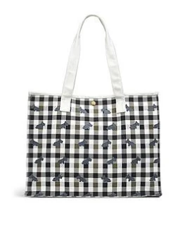 Radley Checked Dog Large Open Top Tote Bag - Chalk