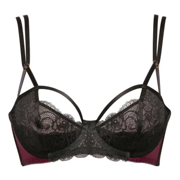 Figleaves Brooke Peep Strapping Balcony Bra - Red