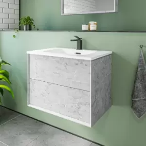 700mm Concrete Efffect Wall Hung Vanity Unit with Basin - Arragon