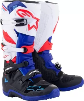 Alpinestars Tech 7 Motocross Boots, black-white-blue, Size 44 45, black-white-blue, Size 44 45