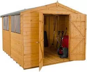 Forest Garden 10 x 8ft Apex Shiplap Dip Treated Double Door Shed