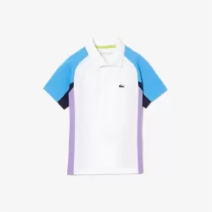 Boys' Lacoste SPORT Regular Fit Mesh Detail Tennis Polo Size 4 yrs White / Blue / Navy Blue / Purple