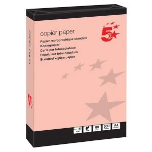 5 Star Coloured Copier Paper Multifunctional Ream-Wrapped 80gsm A4 Pink 500 Sheets