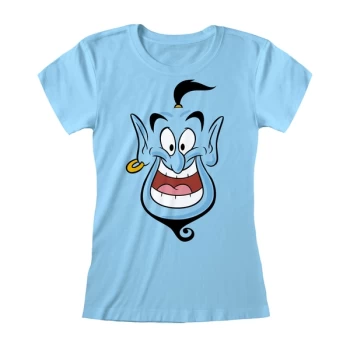 Aladdin - Genie Face Womens Small T-Shirt - Blue