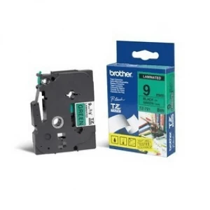 Brother TZE-721 P-touch Black on Green Laminated Tape 9mm x 8m