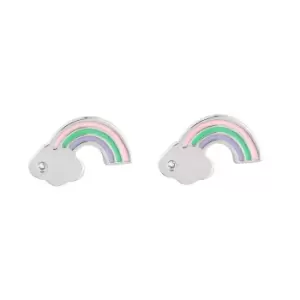 D for Diamond Childrens Silver Diamond Rainbow Stud Earrings