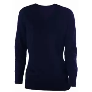 Kariban Womens/Ladies Cotton Acrylic V Neck Sweater (XS) (Navy)