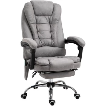 Fabric 6-Point Heating Vibration Massage Office Chair w/ Footrest Grey - Vinsetto