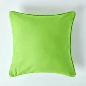 Cotton Plain Green Cushion Cover, 30 x 30cm - Green - Homescapes