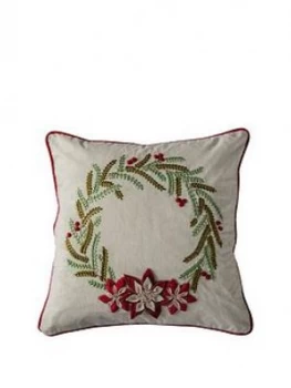 Gallery Poinsettia Wreath Cushion Natural 450X450Mm