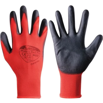 Matrix Red Pu Palm-side Coated Gloves - Size 10 - Polyco