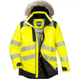 Oxford Weave 300D Class 3 PW3 Hi Vis Winter Parka Jacket Yellow / Black S