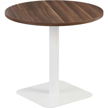 800MM Circular Mid Contract Table - White/Dark Walnut