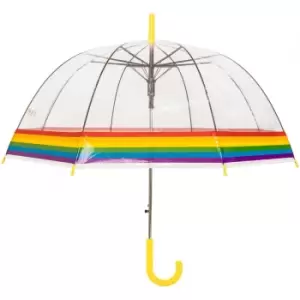 X-Brella Rainbow Border Dome Umbrella (One Size) (Clear/Yellow)