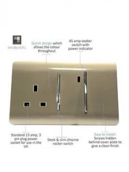 Trendiswitch 13Amp Cooker Switch & Socket Std Gold