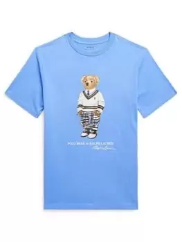 Ralph Lauren Boys Bear T-Shirt - Harbour Island Blue Size 7 Years=S