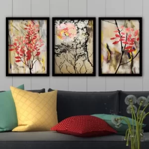 3SC134 Multicolor Decorative Framed Painting (3 Pieces)