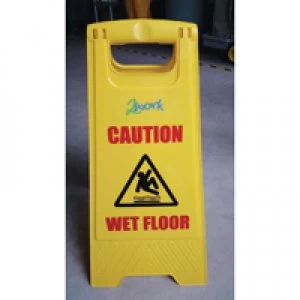 Contico Yellow Folding Safety Sign Caution Wet Floor and Cleaning In Progress