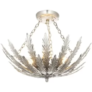 Endon Delphine Decorative Silver Layered Leaf Semi Flush Ceiling Light
