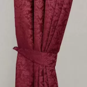 Homecapes Wine Red Velvet Jacquard Curtain Tie Back Pair