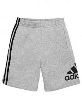 adidas Boys Badge Of Sport Shorts - Medium Grey Heather, Size 13-14 Years