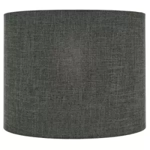 18" Straight Sided Drum Cylinder Lamp Shade Charcoal Heavy Weave Fabric Cover