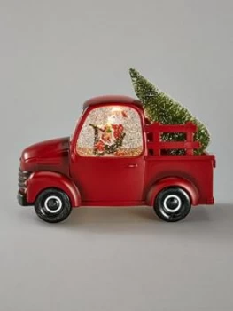 Festive Red Santa Car With Tree Christmas Decoration