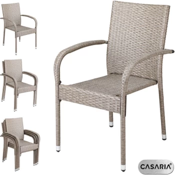 Casaria - Poly Rattan 4 Pieces Set Chairs Comfortable Stackable Garden Patio Balcony Furniture Cream