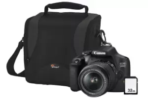Canon EOS 2000D Black SLR Camera Kit EF-S 18-55mm IS Lens, 32GB SD Card & Case