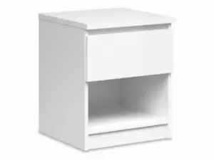 Furniture To Go Naia White High Gloss 1 Drawer Small Bedside Cabinet Flat Packed
