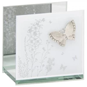 Mirror White Glass Butterfly Tea Light By Lesser & Pavey
