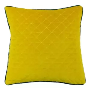 Riva Home Quartz Cushion Cover with Geometric Diamond Design (One Size) (Ceylon Yellow/Petro Blue)