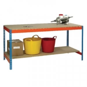 Slingsby Blue and Orange Workbench With Lower Shelf L1800xW900xD900mm 378932