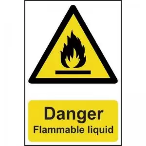 &lsquo;Danger Flammable Liquid&rsquo; Sign; Self-Adhesive