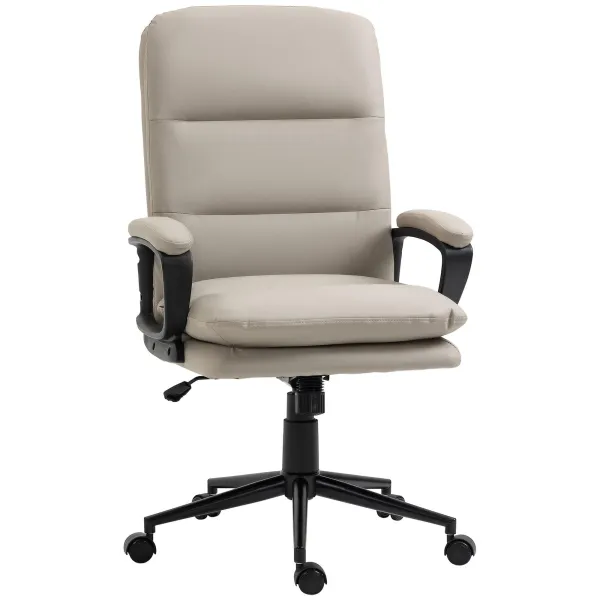 Faux Leather Executive Office Chair with Arm Swivel Wheels