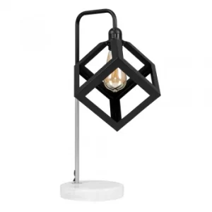 Talisman Satin Nickel Table Lamp With Cubed Puzzle Shade
