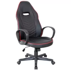 Vinsetto Home Office Faux Leather Executive Chair High Back Desk Gaming Gamer Swivel Chair Adjustable Height, Wheels, Arm, Black Red