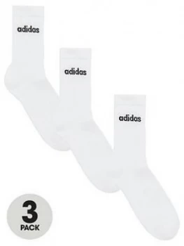Adidas 3 Pack of Cushion Crew Socks - White, Size S, Men