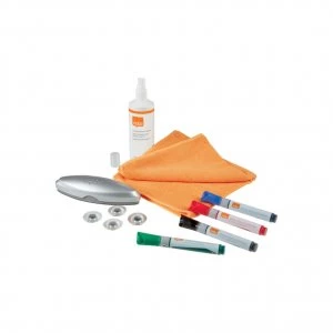 Nobo Glass Whiteboard Starter Kit, 4 Markers, Eraser, Cleaning Spray, Cleaning Cloth