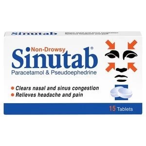 Sinutab Non-Drowsy Cold and Flu Tablets 15s