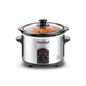 VonShef 1.5 Litre Stainless Steel Slow Cooker