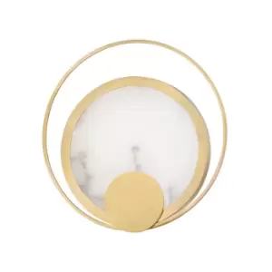 Coil LED Wall Sconce Brass, Spanish Alabaster, 2700K