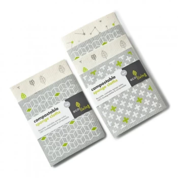 eco living Compostable Sponge Cleaning Cloths - 2 Pack