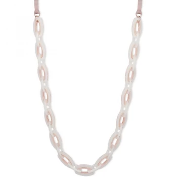 Ladies Anne Klein Rose Gold Plated & Pink Resin Necklace