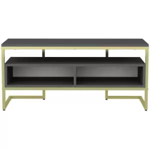 Decorotika - Merrion 110 Cm Wide Modern tv Stand, tv Unit, tv Cabinet Storage With Open Shelves - Gold And Anthracite - Gold / Anthtracite