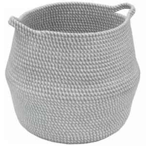 JVL - Edison Round Belly Cotton Rope Storage, Large, Grey