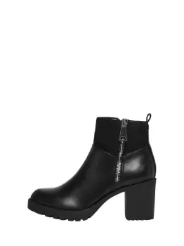 Only BARBARA-6 PU HEELED ZIP BOOT womens Low Ankle Boots in Black,7.5